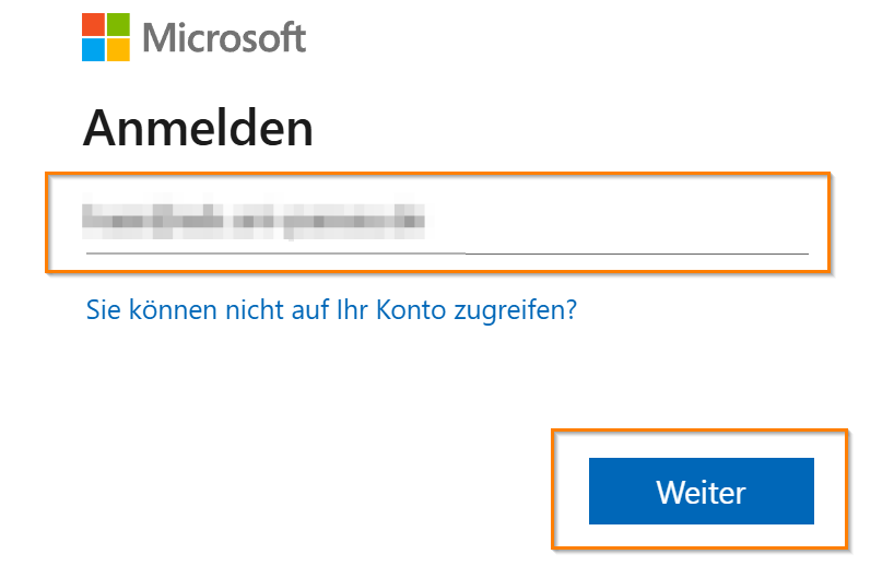 Benutzernamen eingeben