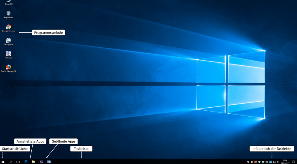Der Desktop auf Windows 10