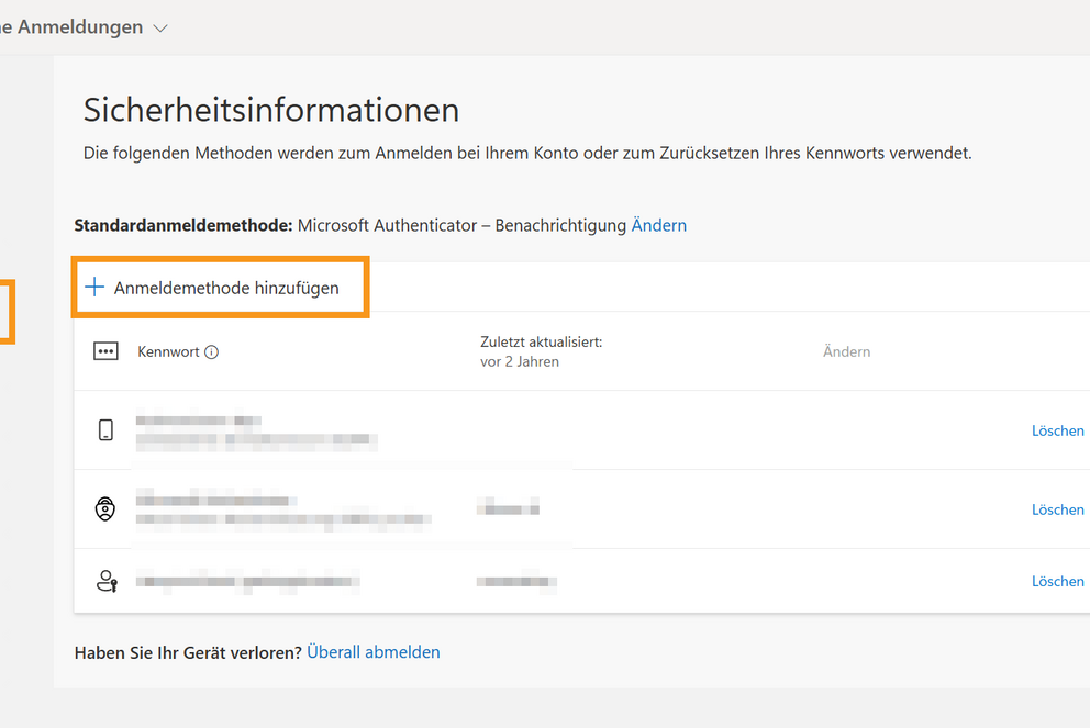 Bild Microsoft Konto Anmeldemethode hinzufügen
