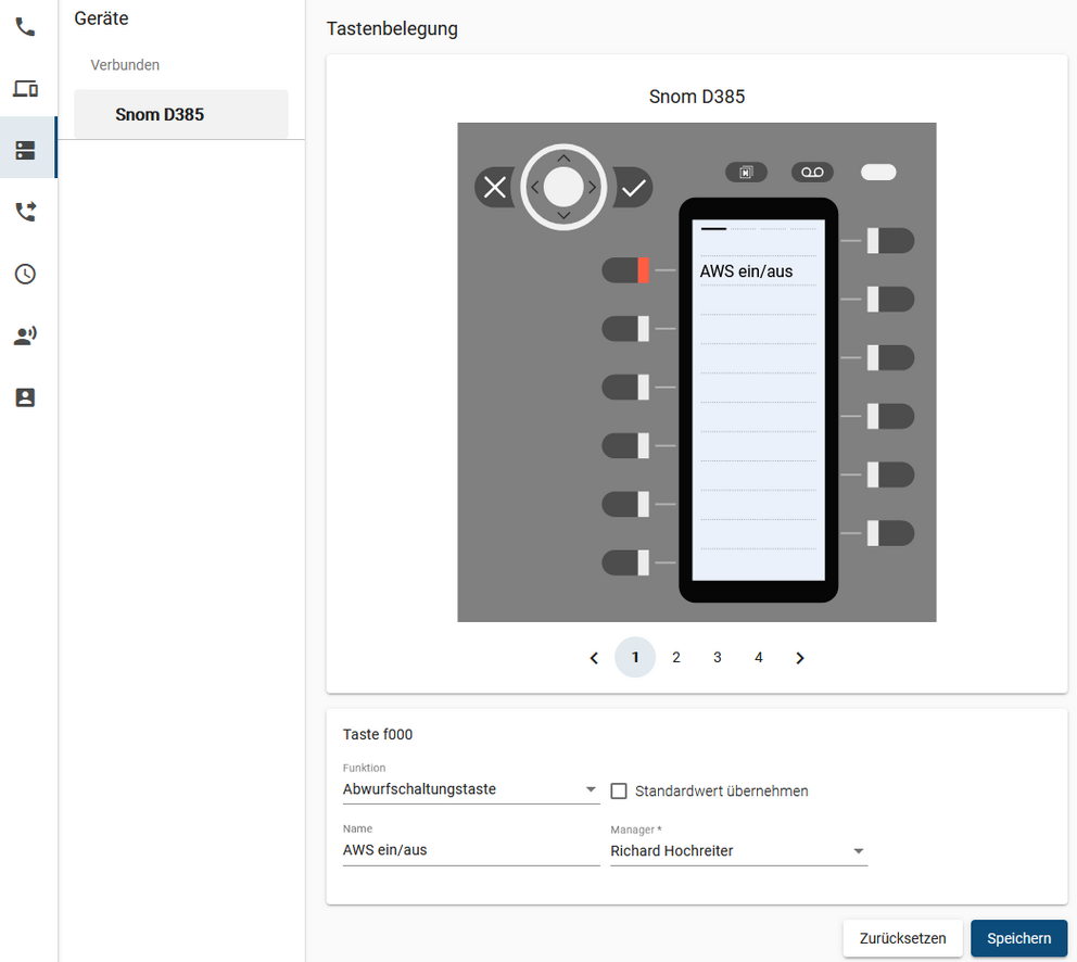 Funktionstaste des Assistenten