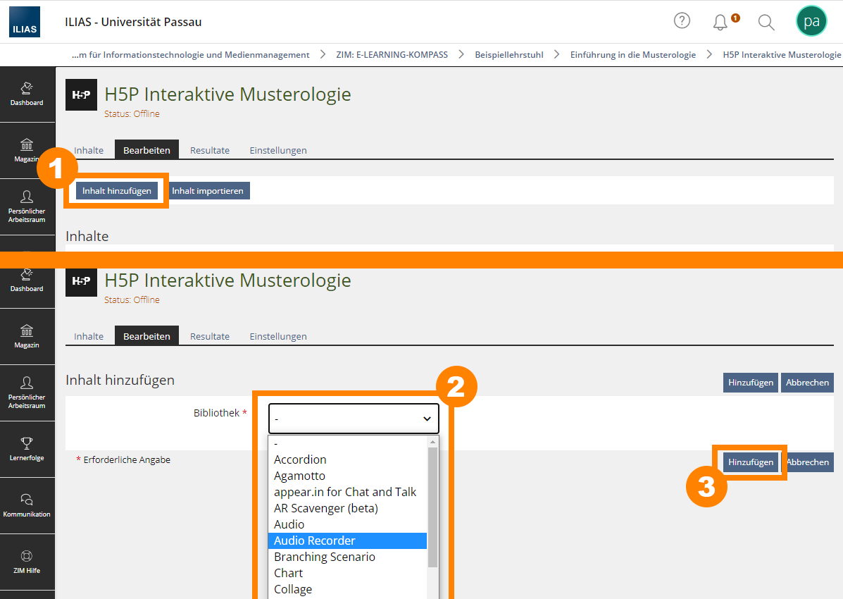 Inhalt hinzuf&uuml;gen und gestalten