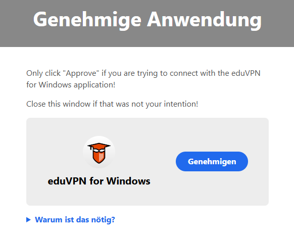 Verbindung genehmigen