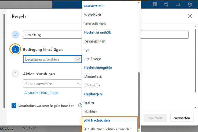 E-Mail Weiterleitung und Umleitung Schritt 4