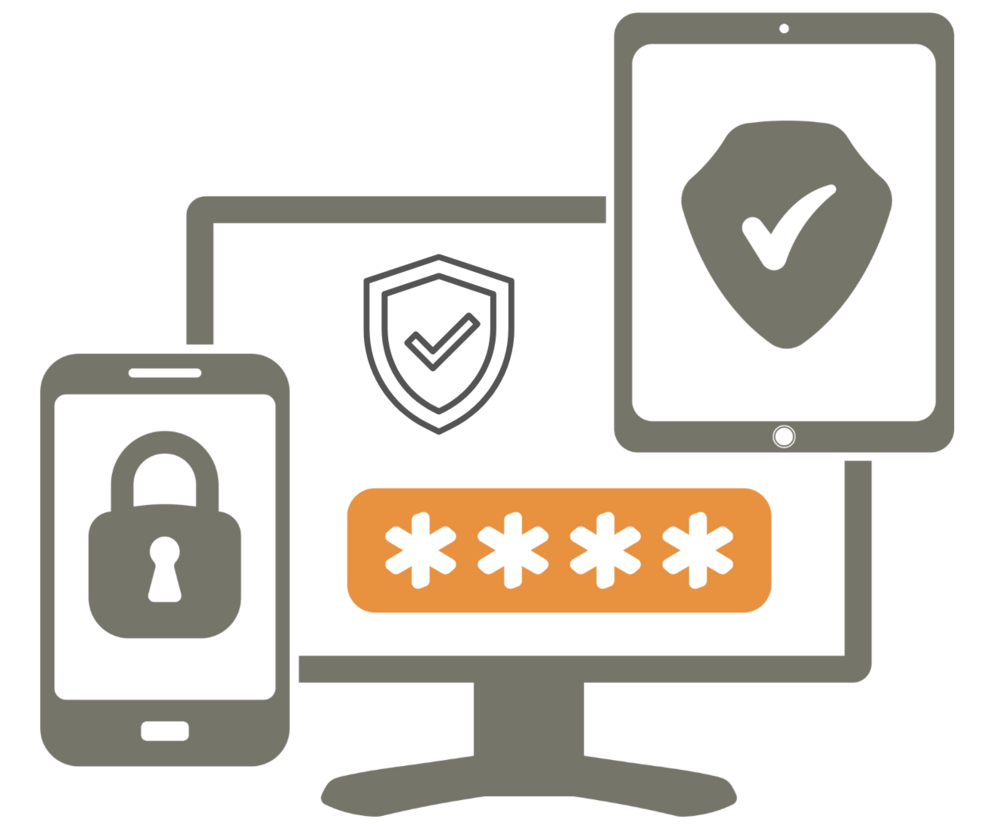 Laptop und Handy mit Passwort 