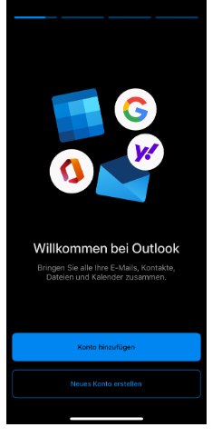 Outlook Mobile unter IOS einrichten - Konto wählen