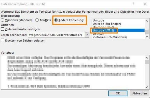 Word-Datei in *.txt-Datei umwandeln und Dateikonvertierung absolvieren