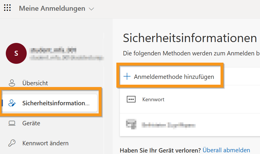 Anmeldemethode hinzufügen