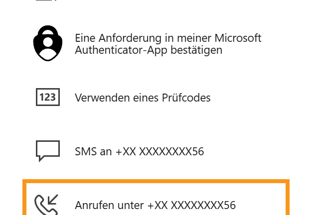 Authentifizierung per Telefonanruf wählen