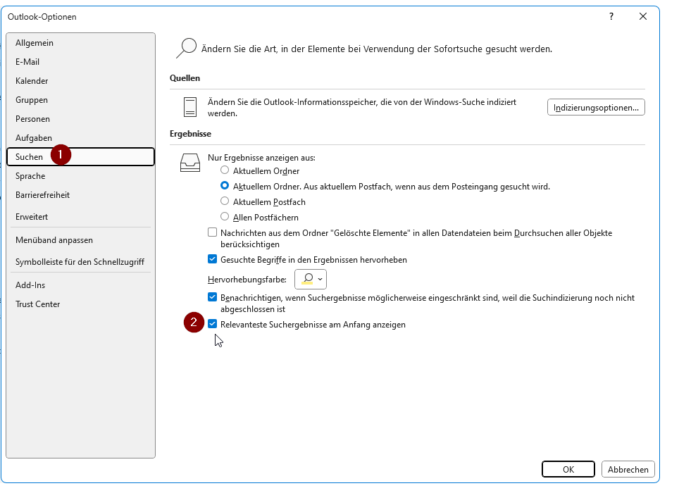 E-mail Suche Stuerung