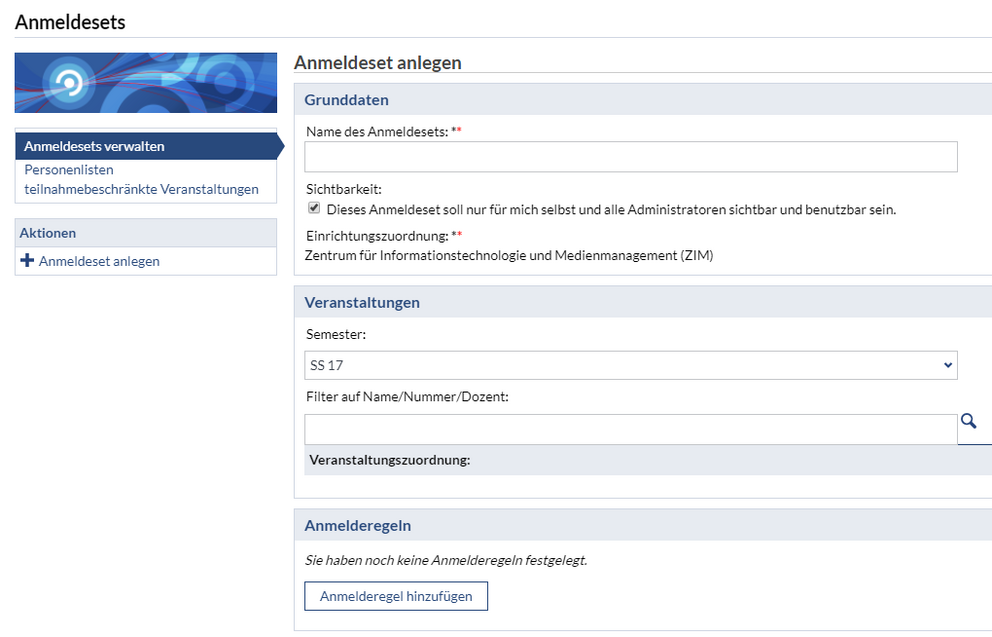 Ein Anmeldeset in Stud.IP erstellen