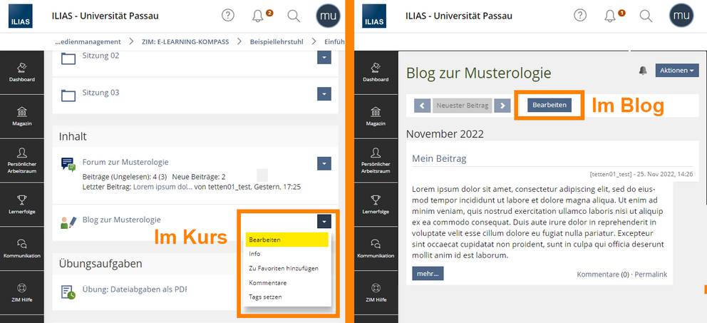 Wege zur Bearbeitung eines Blogs