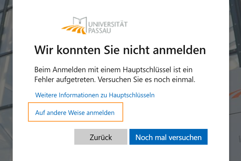 Auf andere Weise anmelden