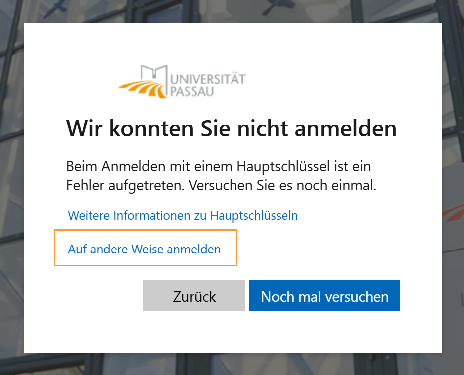 Auf andere Weise anmelden 