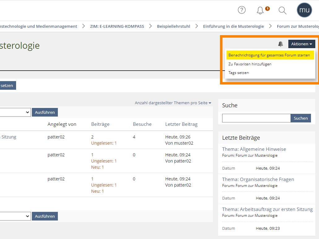 Benachrichtigung f&uuml;r das ganze Forum &uuml;ber Aktionen aktivieren