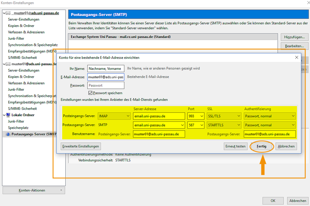 Complete Thunderbird account