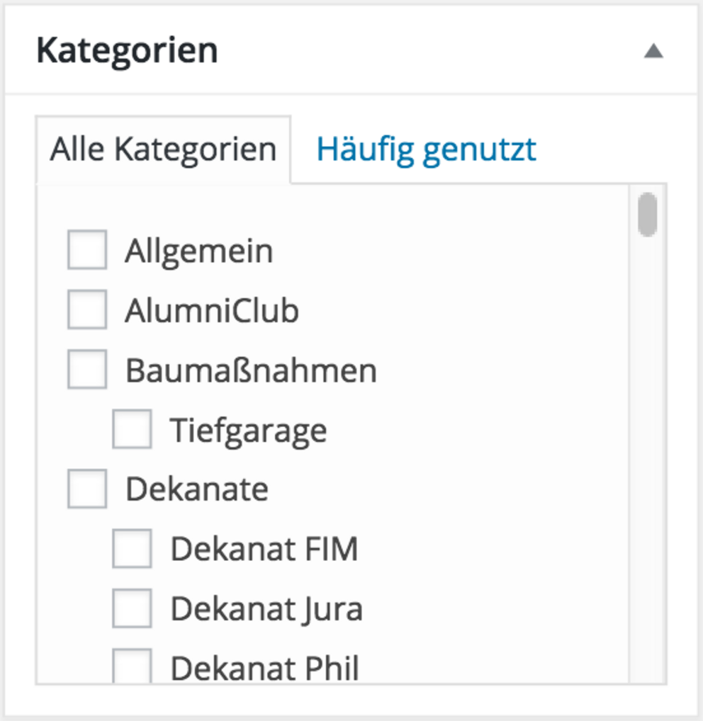 Kategorien Kategorien