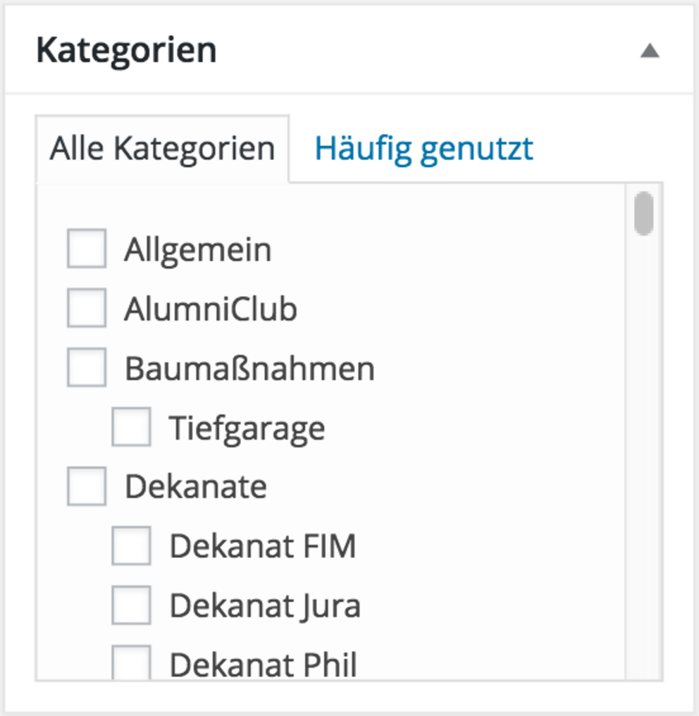 Kategorien Kategorien