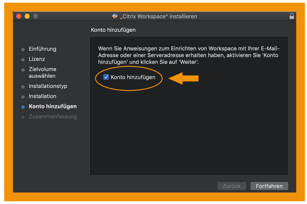 MacOS Citrix Workspace App Schritt 2