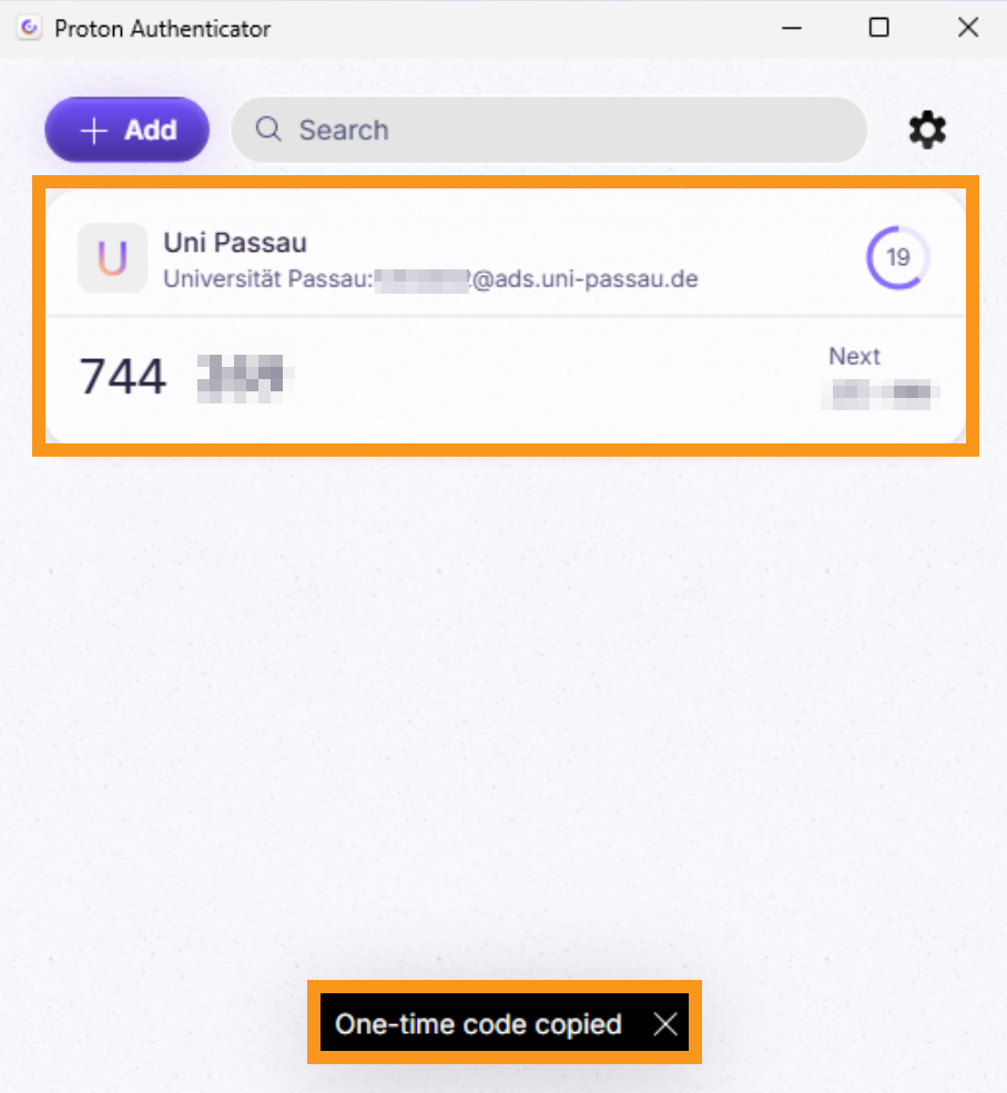 Auf den gro&szlig;en angezeigten Code klicken