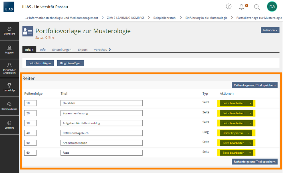 Gliederungsvorlage erstellen