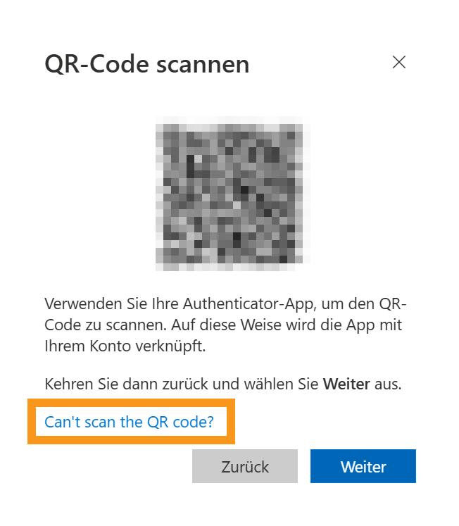 [Translate to Englisch:] Ausw&auml;hlren Can't scan the QR Code