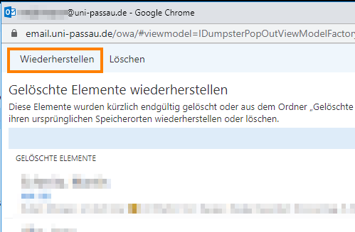 Gel&ouml;schte Elemente wiederherstellen