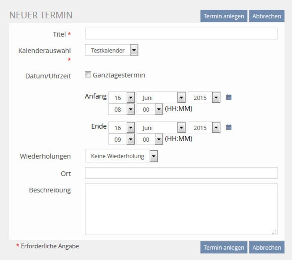 Neuen Termin anlegen Neuen Termin anlegen