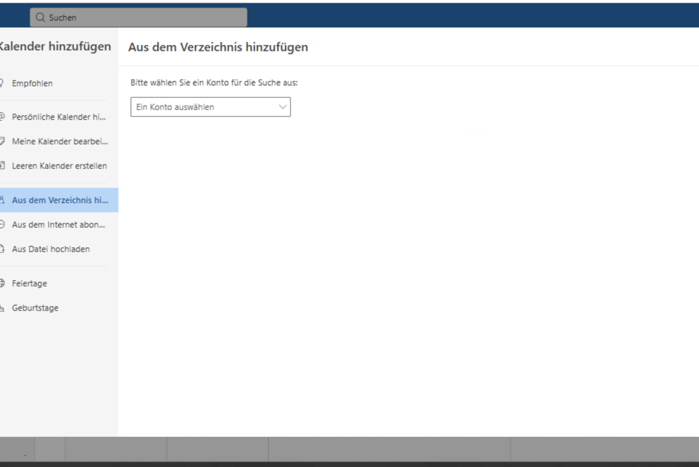Kalender aus dem Verzeichnis hinzufügen