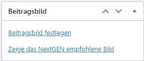 Screenshot aus WordPress: Wie lege ich ein Beitragsbild fest