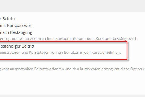 Kein selbständiger Beitritt ankreuzen