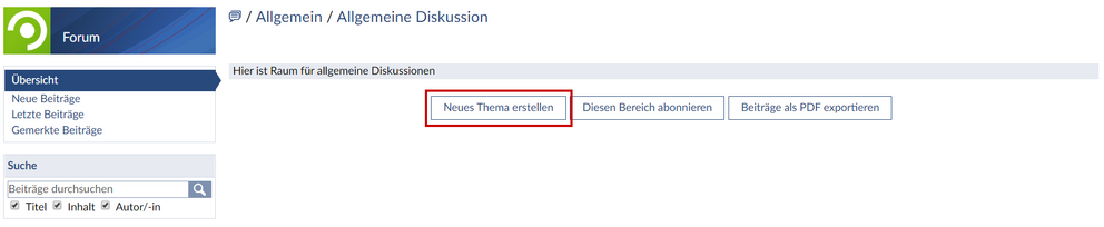 Themenbereich Forum