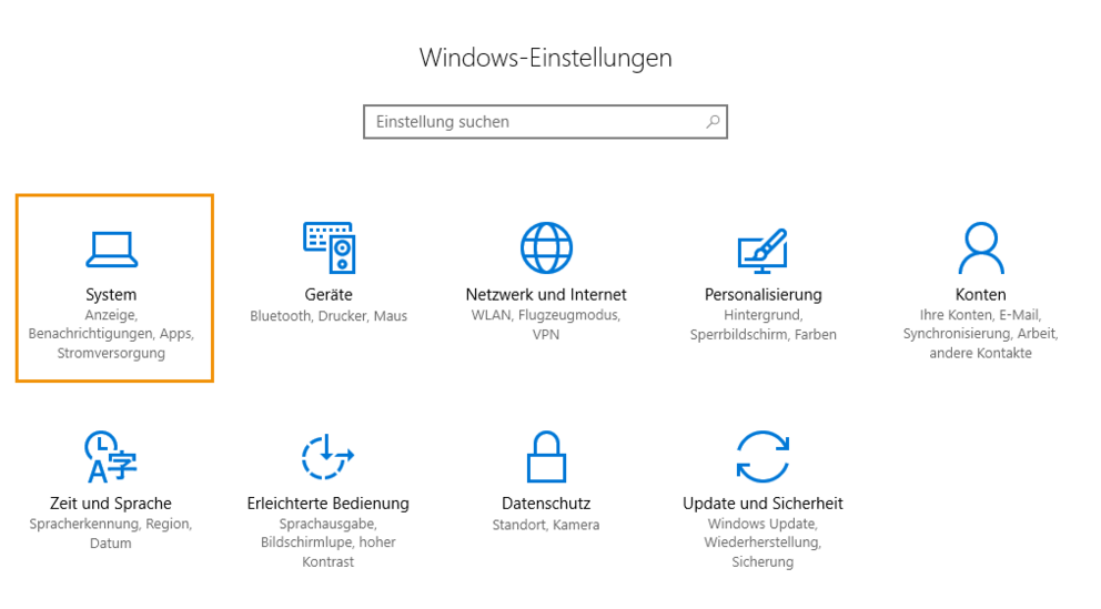 System auswählen