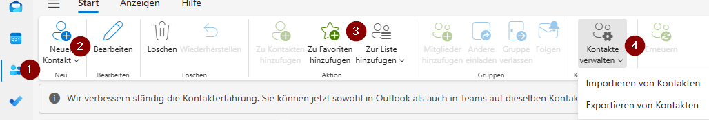 Adressliste - Kontakte Bearbeitung