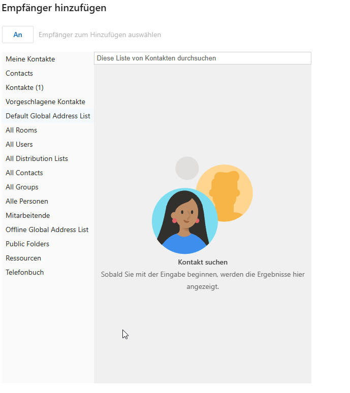 Adressliste - Kontakte auswählen