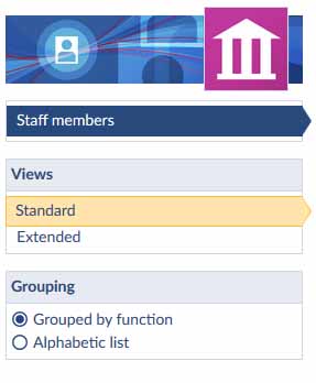 Screenshot of sidebar on an Institute's staff page