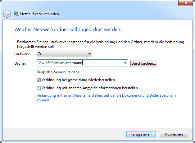 Ein Netzlaufwerk verbinden