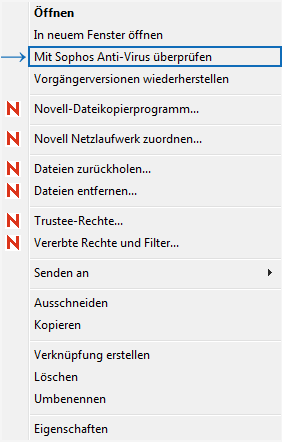 Start scan through the context menu Start scan through the context menu