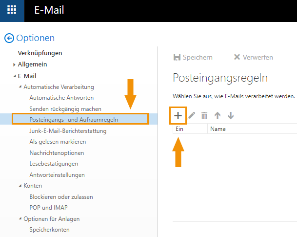 E-Mail Weiterleitung und Umleitung Schritt 2