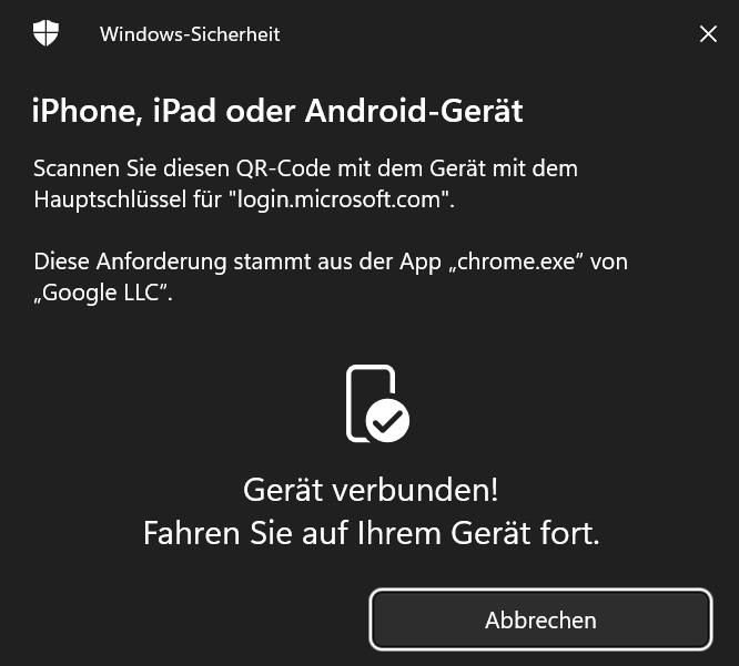 Bild Passkey Verbunden