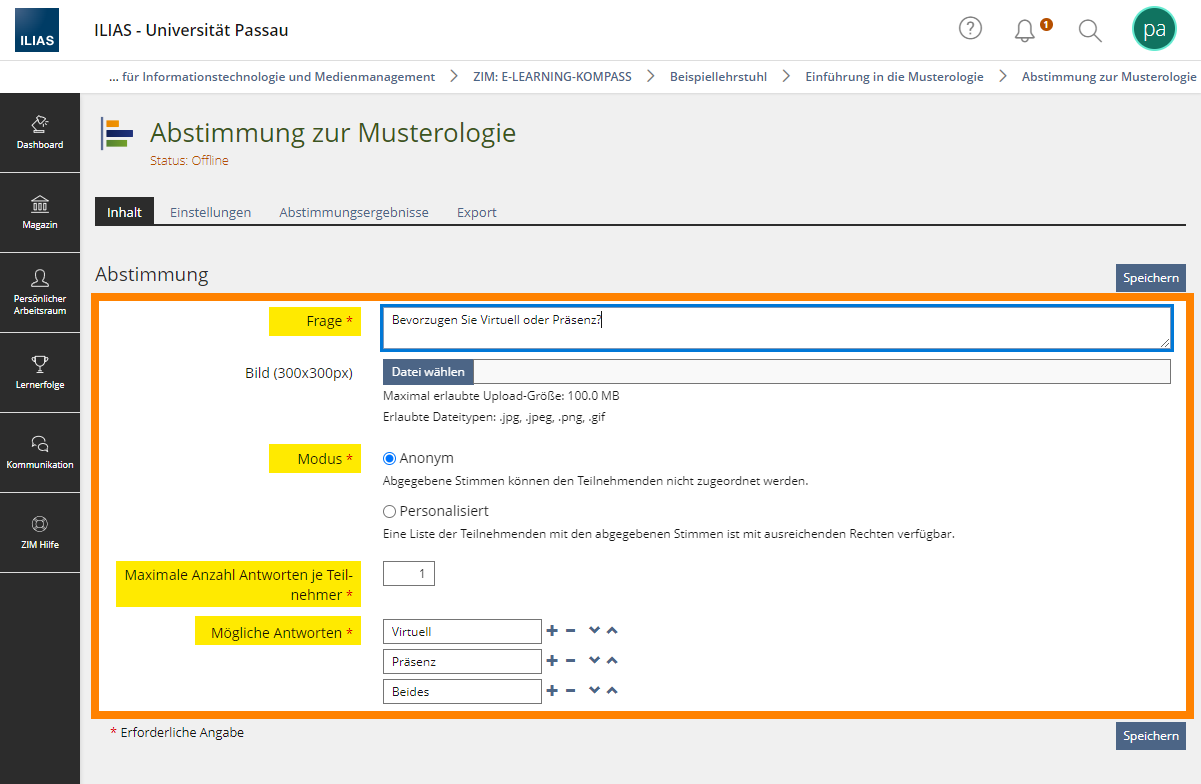 Frage anlegen