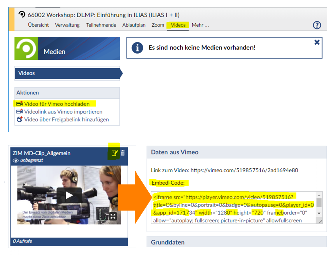 Videos aus Vimeo einbinden